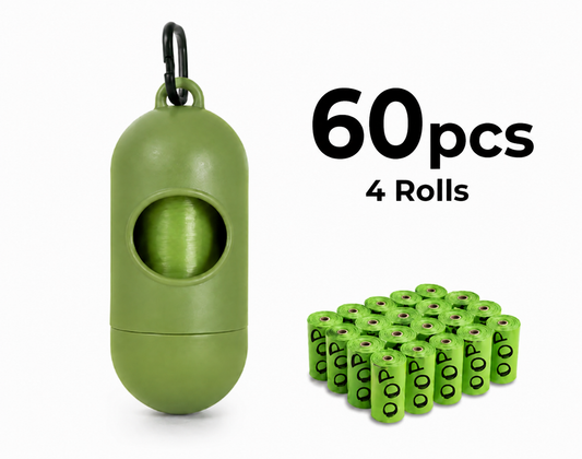 Waste bag dispenser + 4 rolls (60 waste bags) 🗑️